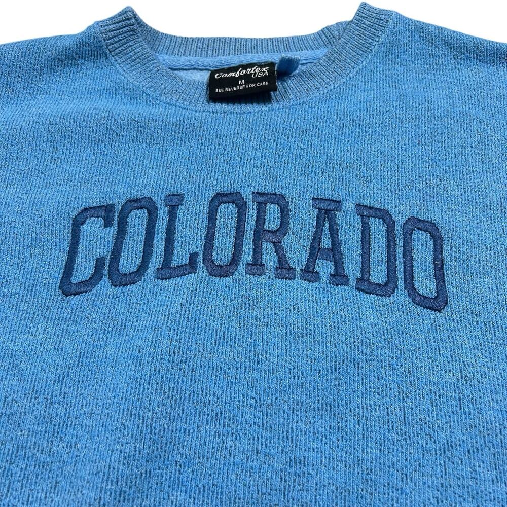 Comfortex Blue Tight-Knit Crew Neck Pullover Sweater Men's Size M Long Sleeve - Picture 2 of 8